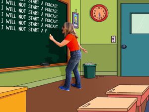 The Simpsons' Nancy Cartwright writes on chalkboard